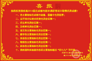 热烈祝贺我校高2014级在成都市期末调研考试中取得优异成绩